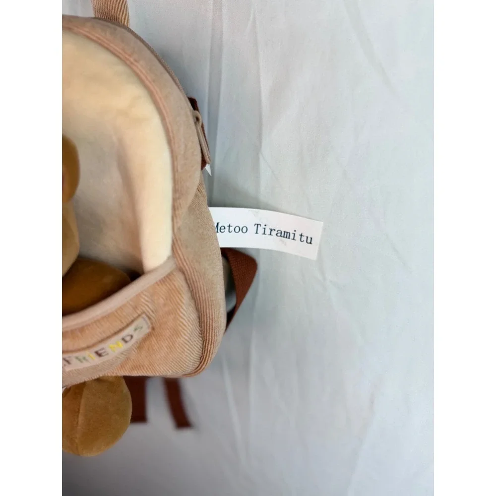Metoo Tiramitu Kids Corduroy Teddy Bear Backpack Plush Toy Brown Tan Toddler Bag